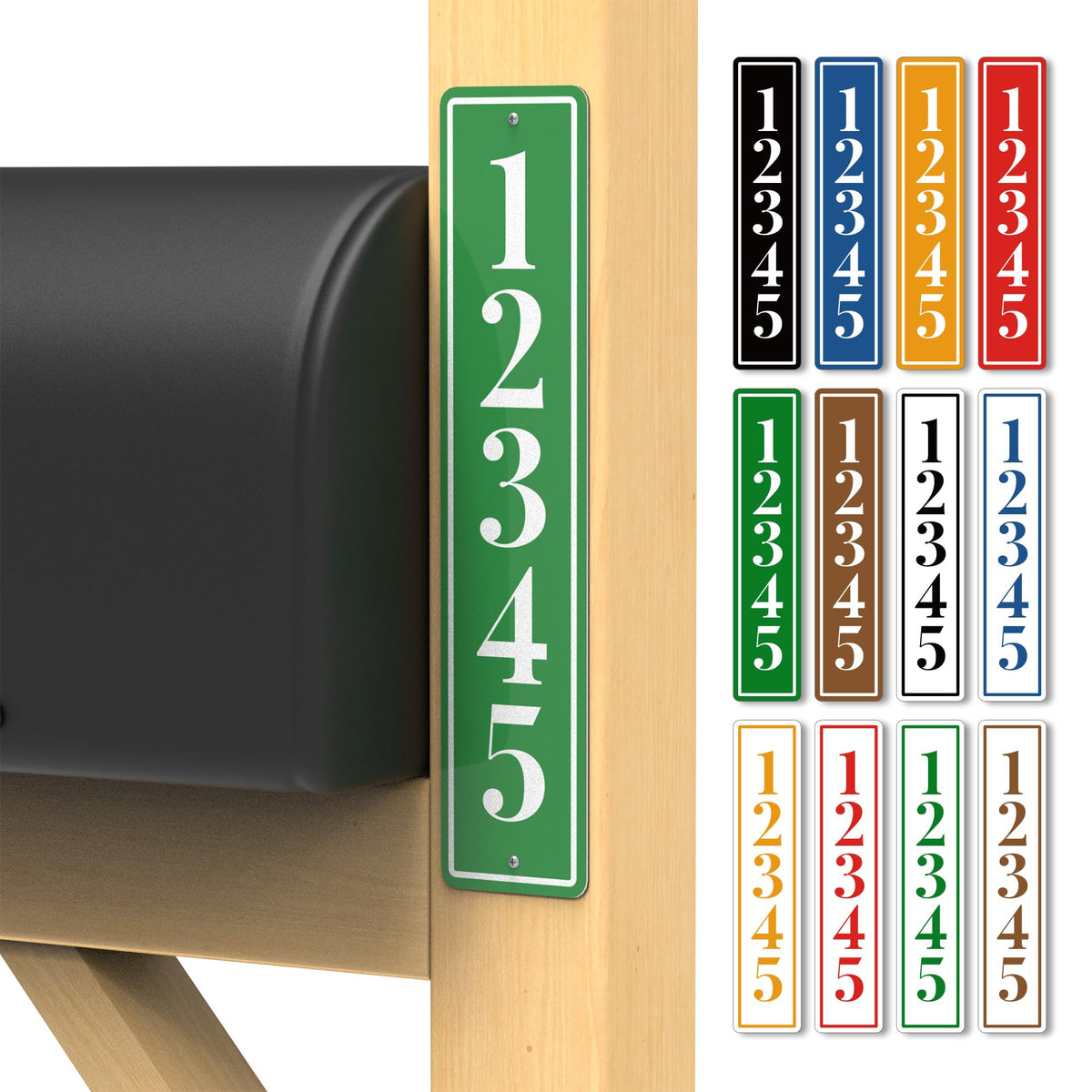 Modern House Numbers - Custom Address Sign - Reflective Mailbox Numbers - Mailbox Post Sign - Vertical Address Plaque - House Wall Plaque (C02)