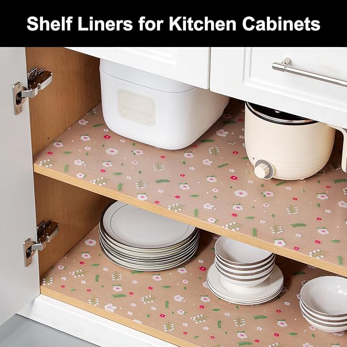 Cooyes Shelf Liner – Premium Non-Adhesive Cabinet & Drawer Liner for Kitchen – Waterproof Shelf Paper with Modern Pattern – Durable EVA Cabinet Mat – Easy to Cut (17.5" W x 197" L)