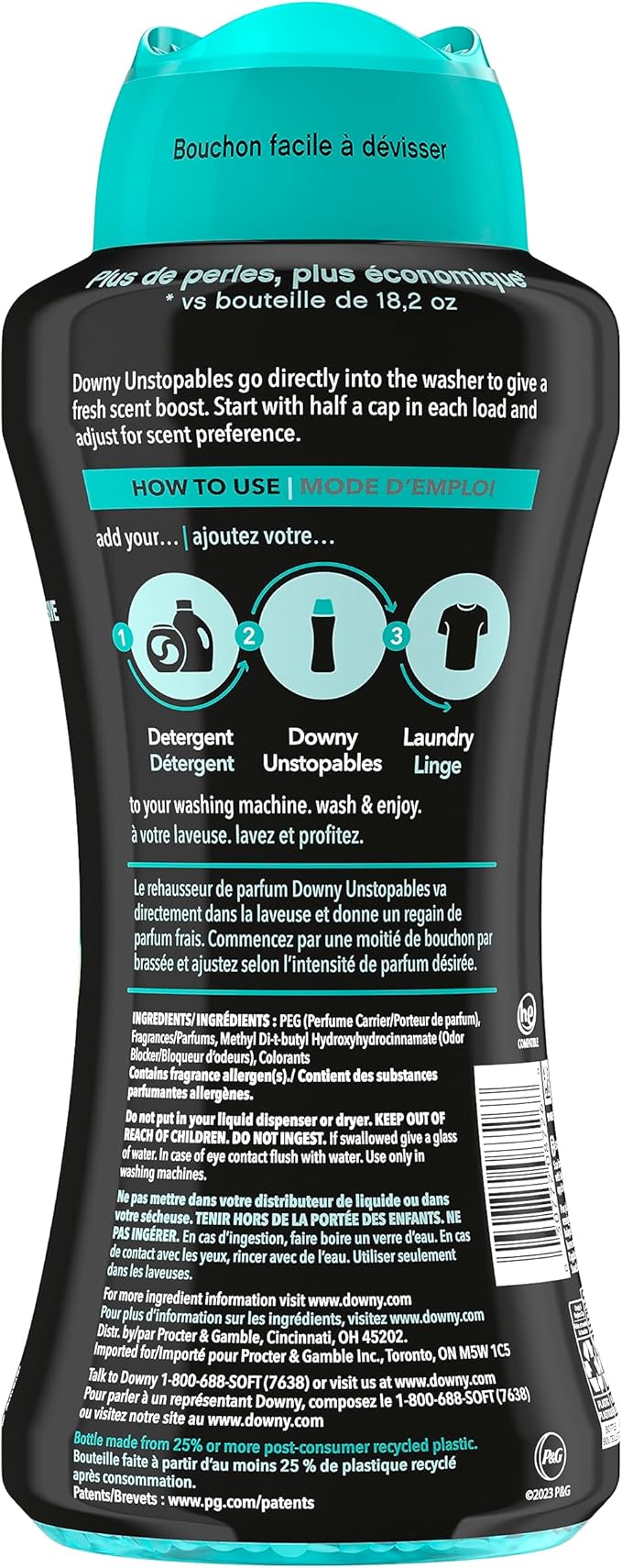 Downy Unstopables In Wash Scent Booster Beads, Fresh Scent, 24 oz, Laundry Beads for odor Protection, Downy Scent Booster Beads, Laundry Scent Boosters (Pack of 2)