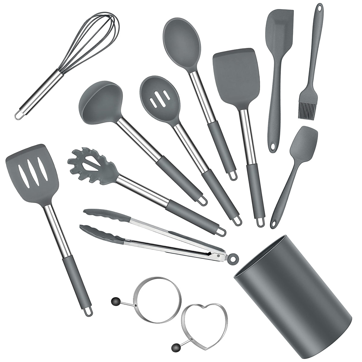 E-far Silicone Cooking Utensils Set, 30-Piece Black Kitchen Utensils Set