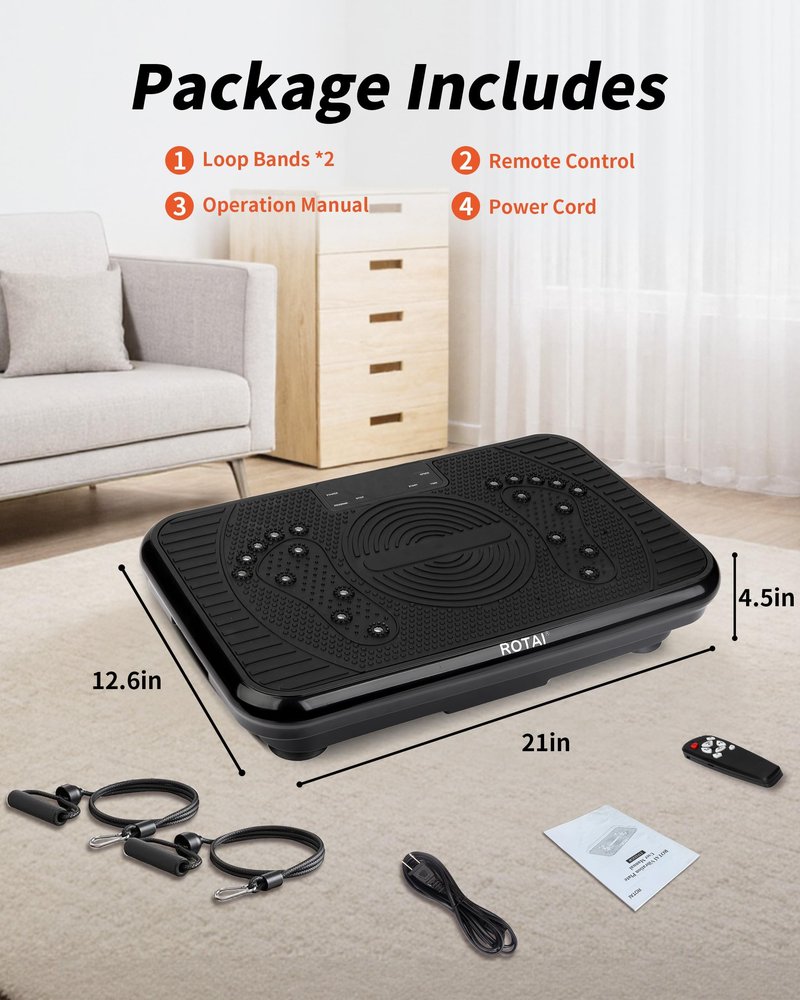 ROTAI Shake Plate Vibration Exercise Machine for Lymphatic Drainage Massager & Weight Loss, 400 lbs Capacity Whole Body Vibrating Plate Workout for Women and Men