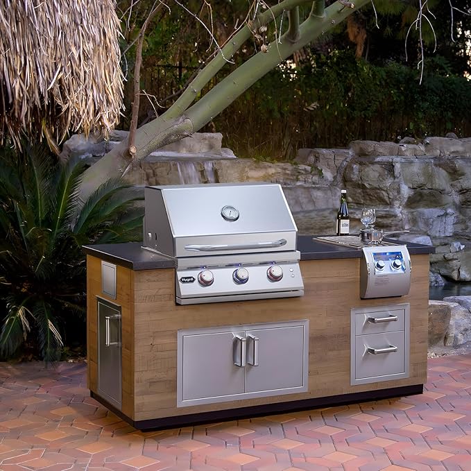 Hygrill Premium XTR 3-Burner Built In Grill, Stainless Steel Grill Head for Outdoor Kitchen with LED Lights, Liquid Propane