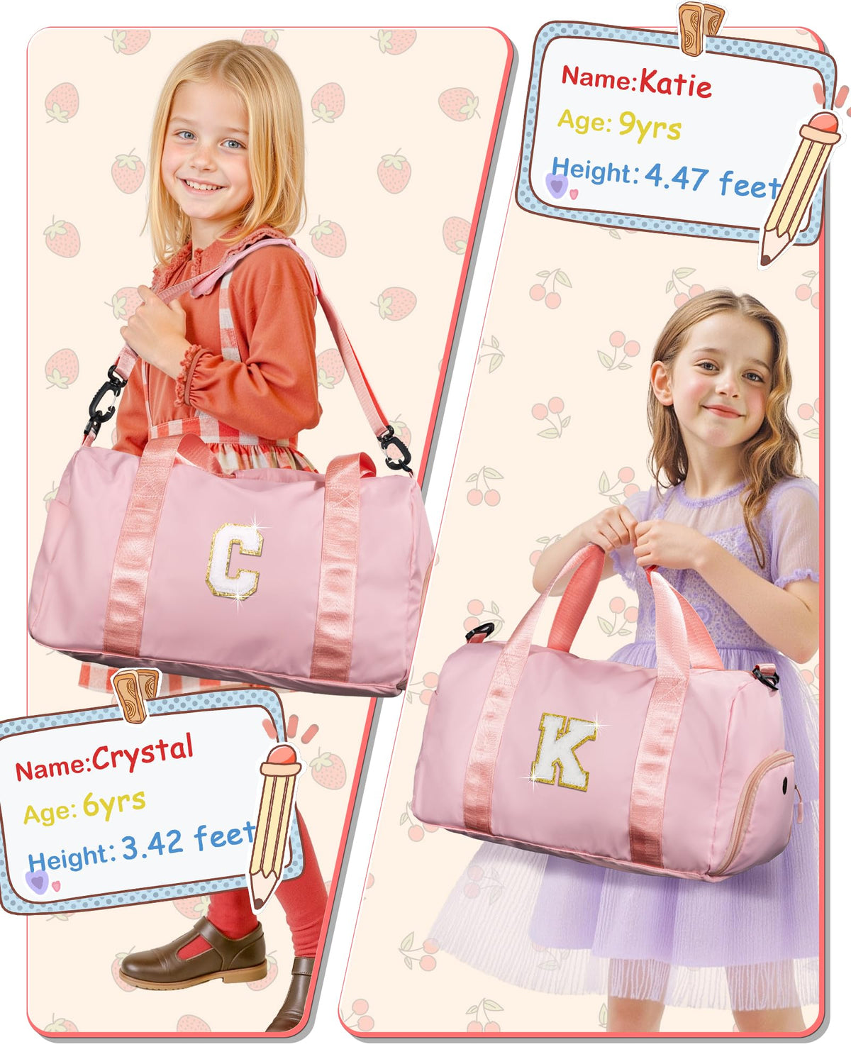 Vogewood Gifts for Daughter-Girl Gym Bag with Shoe Compartment, Kid Personalized Weekender Ballet Bags, Initial Travel Tote with Makeup Pouch, Gift for Granddaughter Sister Niece (Letter H)