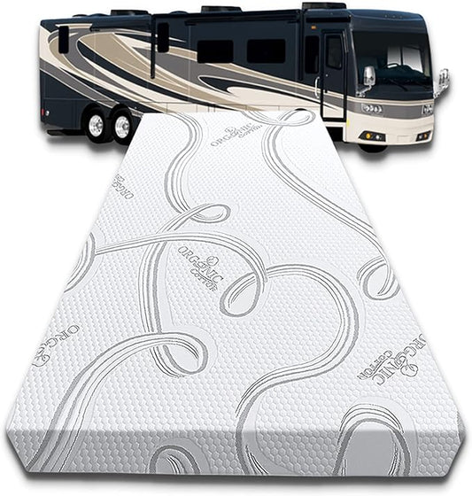 FoamRush 6-Inch Bunk (34" x 75") High Density Foam RV Mattress Replacement with Cotton Cover, Medium Firm, Pressure Relief, Travel Camper Trailer Truck, Made in USA, CertiPUR-US Certified