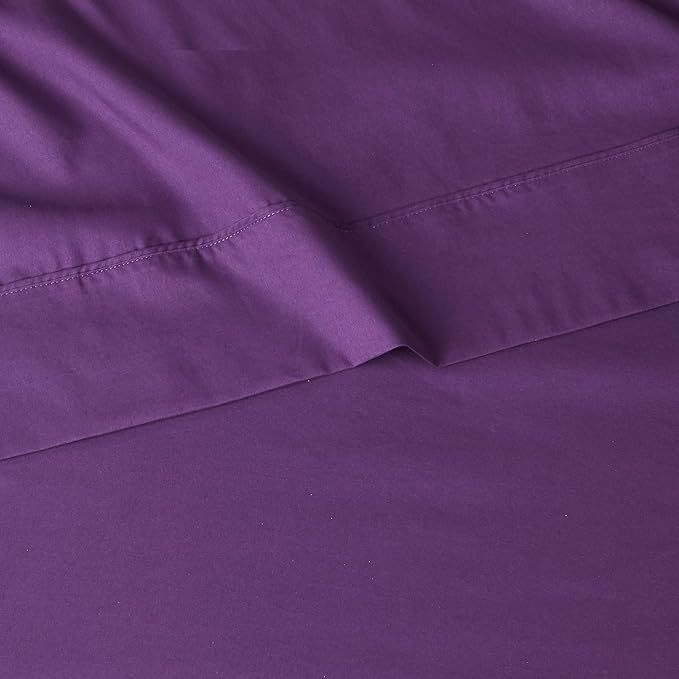 Amazon Basics Lightweight Super Soft, Comfortable Easy Care Microfiber 4 Piece Bed Sheet Set with 14-Inch Deep Pockets, Queen, Plum, Solid