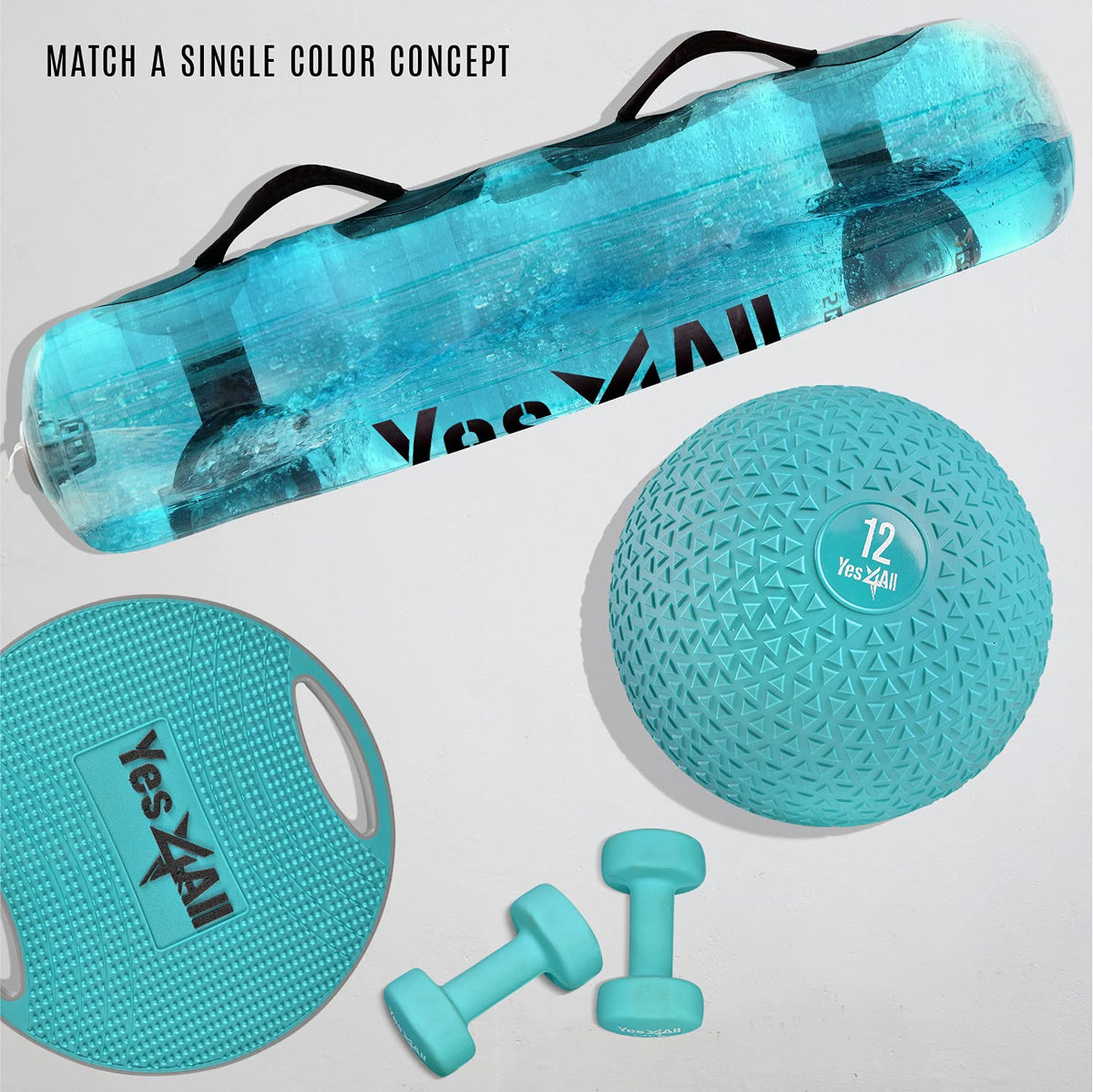 Yes4All Slam Balls, 10-40lb Weighted Ball Weight, Durable PVC Sand Filled Workout Dynamic Slam Ball for Strength Training, Triangle, Teal, 12lbs