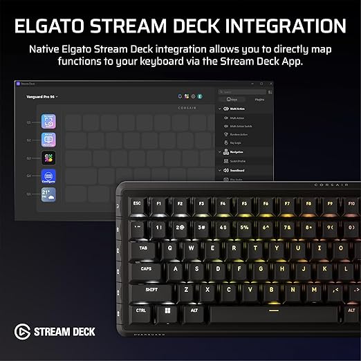Corsair Vanguard PRO 96 Wired Hall Effect Magnetic Mechanical Gaming Keyboard – 96% Layout, MGX Hyperdrive Switches, 8000Hz Polling, Rapid Trigger, Virtual Stream Deck, SOCD Flashtap, QWERTY US