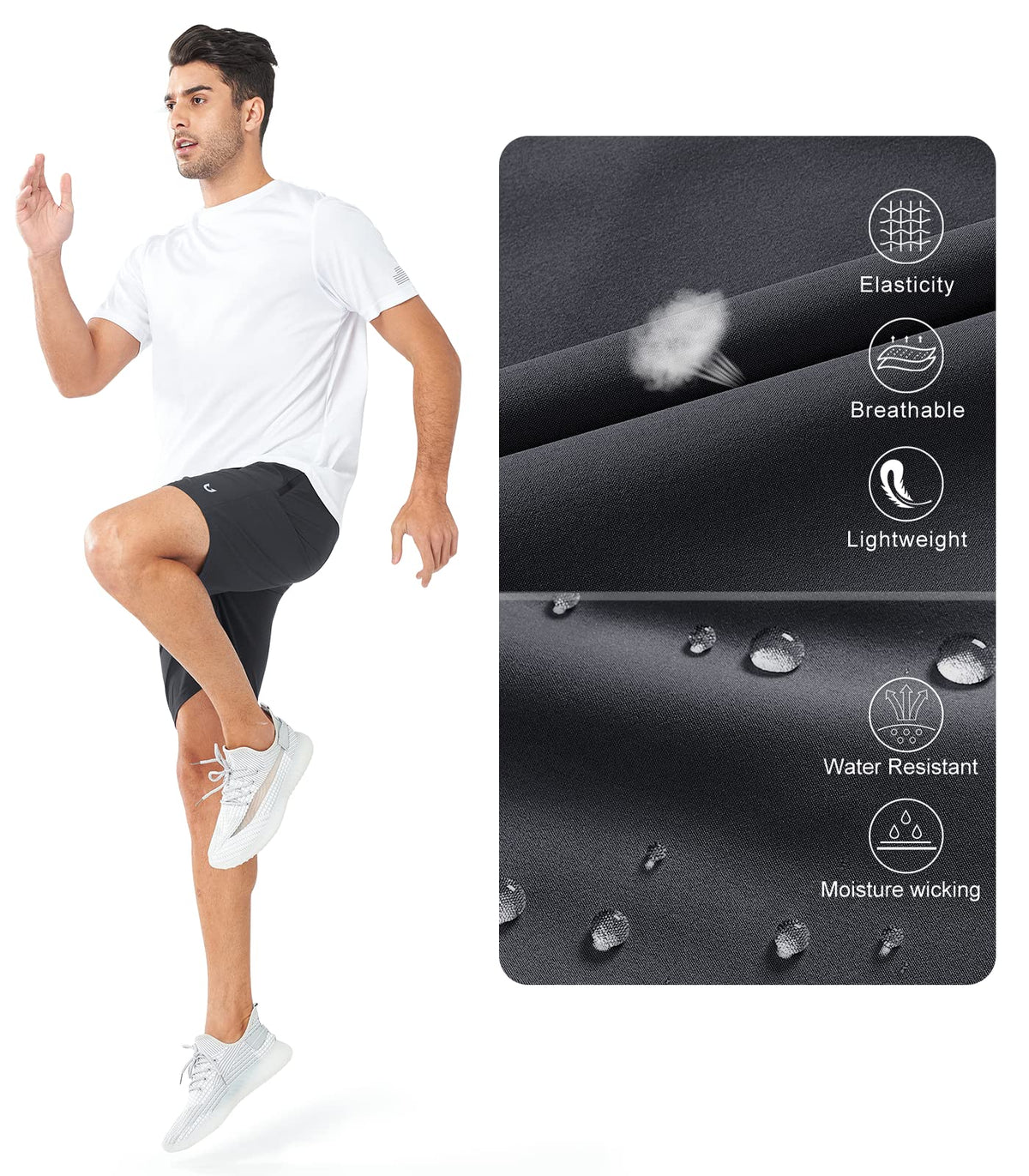 NORTHYARD Men's Athletic Running Shorts Quick Dry Lightweight Zip Pockets