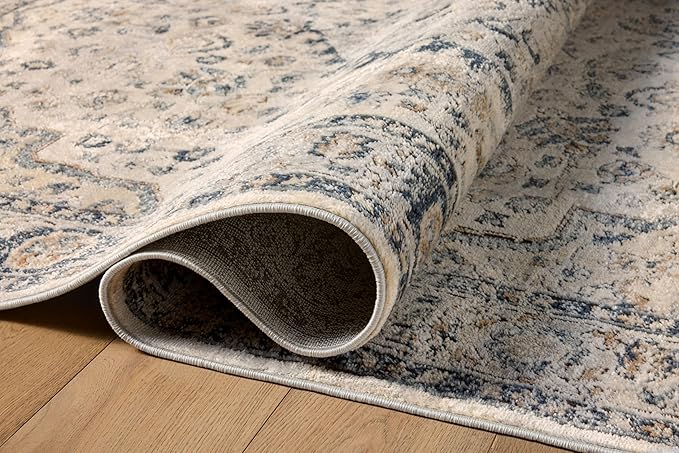 Loloi Teagan Collection TEA-01 Natural/Lt. Grey 5'-3" x 7'-6" Area Rug, Large, Soft Neutral Rug, High-Traffic for Living Room, Bedroom, Home Office, Dining Area