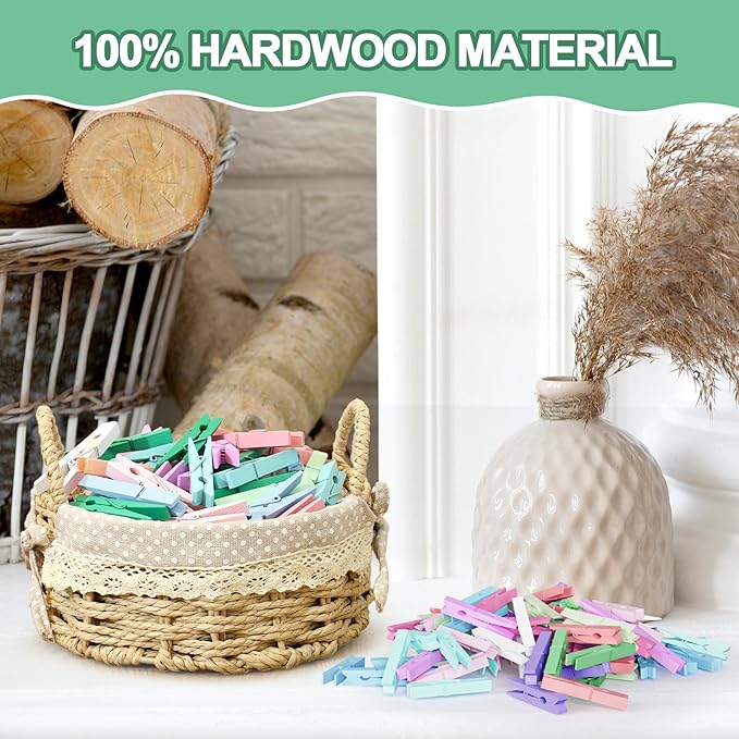 100Pcs Clothes Pins Wooden, 2.9 Inch Orange Clothespins, Colorful Clothespins for Hanging Clothes Crafts Picture Pastel Laundry Clips Cheer