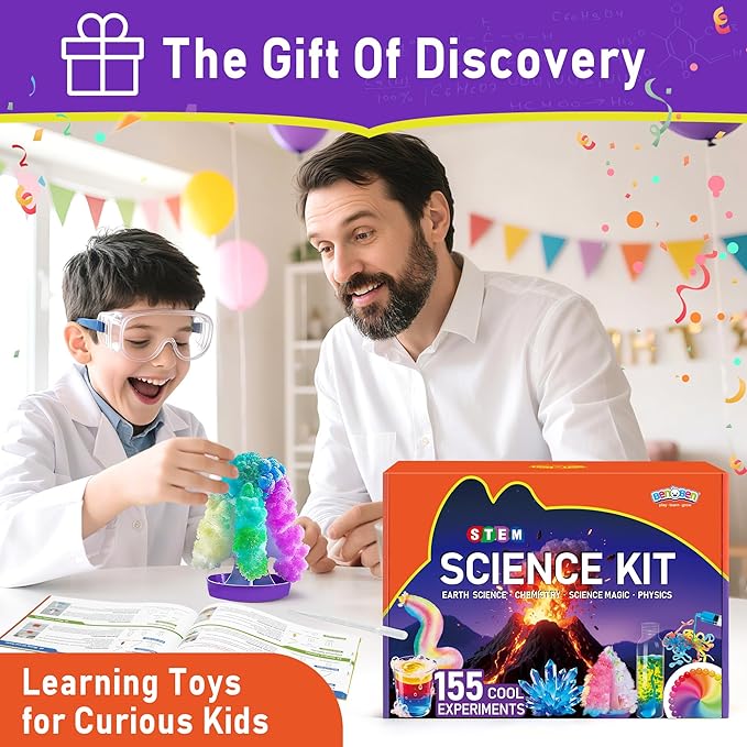BenBen Science Kits for Kids Age 9-12, 155 Experiments Educational Toy, STEM Toys for 6 7 8 Year Old Boys Girls Birthday Gift, Volcano Science Kit, Chemistry Set for Homeschooling