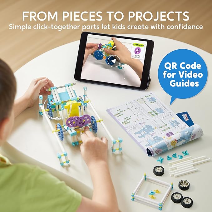 JOVA Klever Kits 36-in-1 Motor Robotic Kits, Make Your Own Kids Craft Kits Educational STEM Toys for Ages 8-13 Boys and Girls, Science Gifts for 8 Years Old