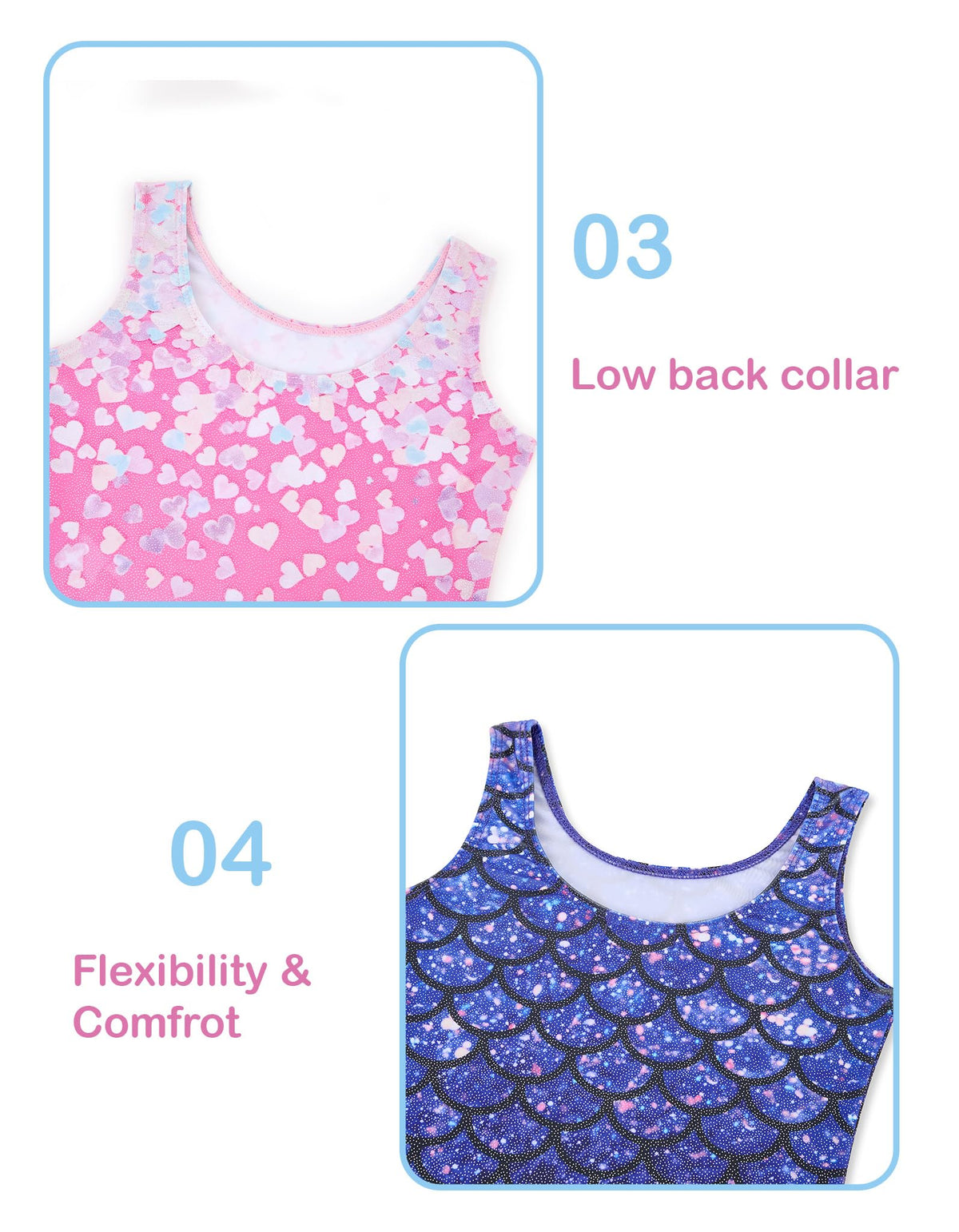 Tstiti Gymnastics Leotards for Girls 2 Pack Sparkly Biketards Outfit Set
