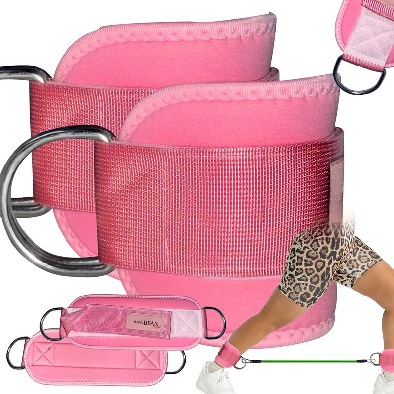 TONKA BEAN Ankle Straps For Exercise Cable Machine, Workout Cuff Attachment for Gym & Home, Kickbacks, Glute Workouts, Lower Body Exercises, Leg Extensions, Hip Abductors - Adjustable Neoprene Fitness Padded Ankle Strap (Pink, Pair)