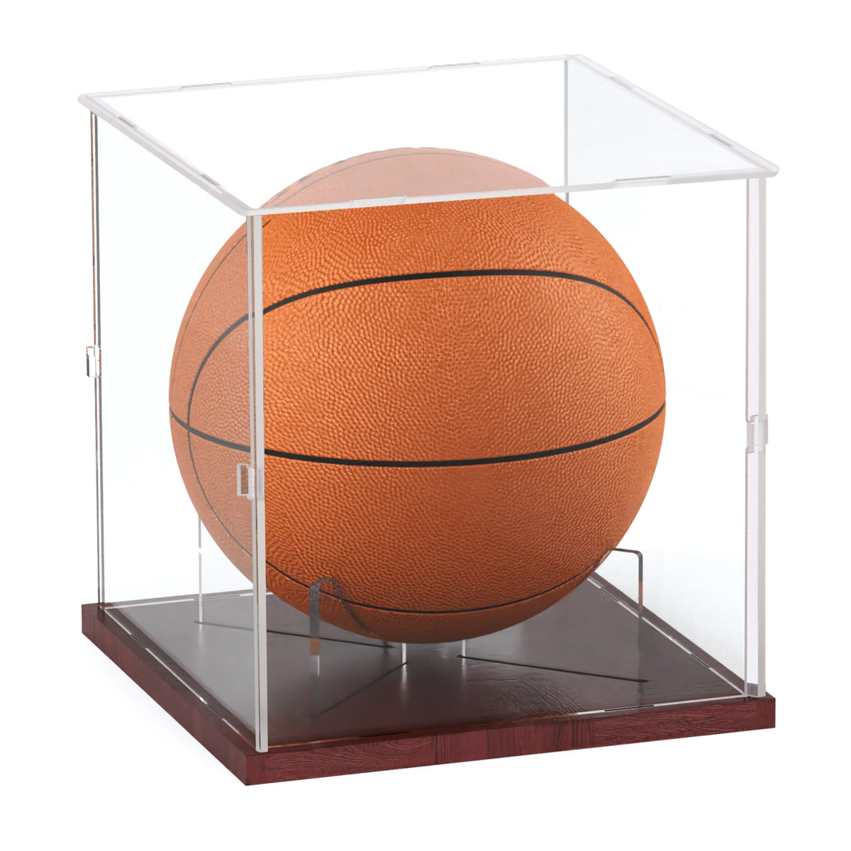 Fitense Full Size Acrylic Basketball Display Case with Solid Wood Base