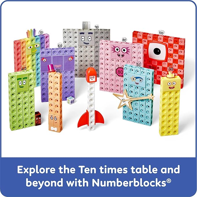 hand2mind Numberblocks Heroes with Zeroes MathLink Cubes Activity Set, Preschool Learning Activities, Math Manipulatives Kindergarten, Counting Blocks, Number Linking Cubes, Kids Educational Toys