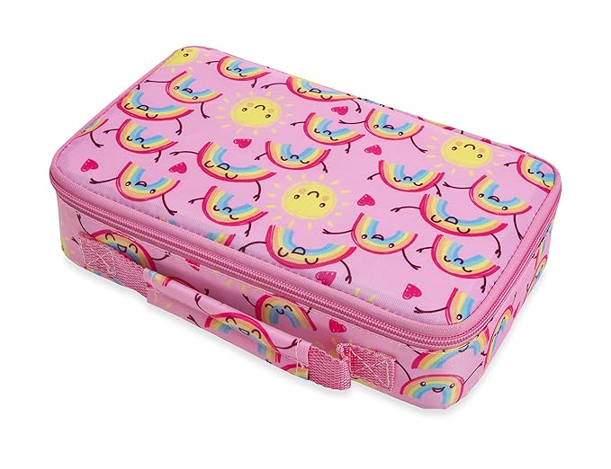 Nuby Insulated Lunchbox for Girls - Bento Lunch Box - 3+ Years - Pink Rainbows - Back to School Essentials