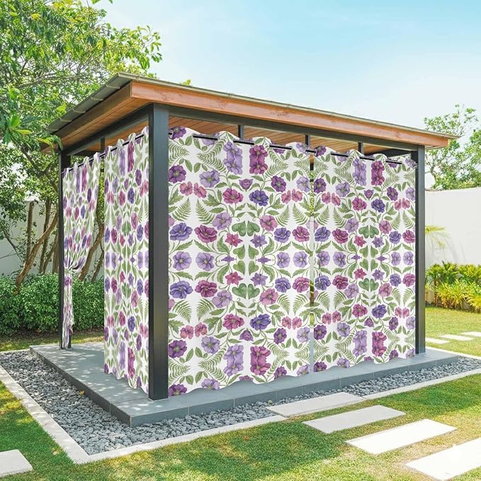 Flowers Outdoor Curtains for Patio Summer Floral Pastoral Farmhouse Plant
