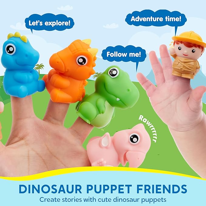 Play-Act Learning Toy for Toddlers 1 2 3 Years Old, Counting, Matching & Sorting Montessori Learning Dinosaur Train Including 9 Dinosaurs, Easter Basket Stuffers Birthday Gift for Baby Boys Girls