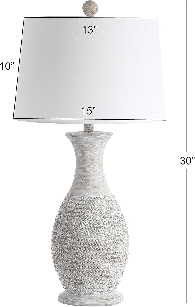 SAFAVIEH Lighting Collection Bentlee Rustic Grey 30-inch Bedroom Living Room Home Office Desk Nightstand Table Lamp Set of 2 (LED Bulbs Included)