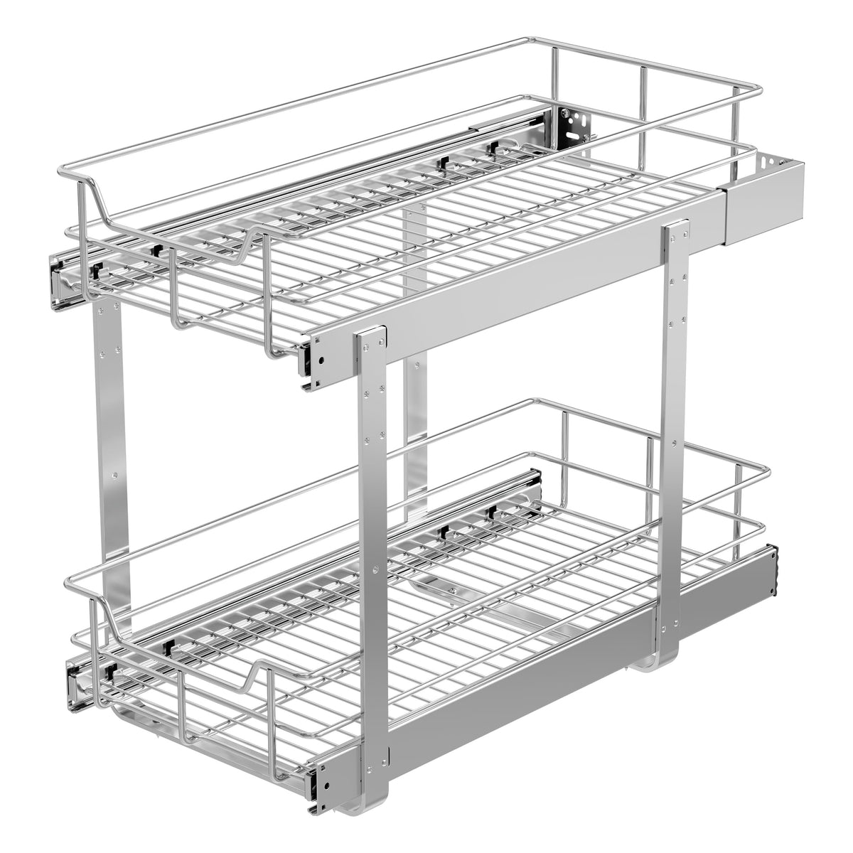 Pull Out Cabinet Organizer 18" W X 22" D, Chromed, Full Slide Out Drawers