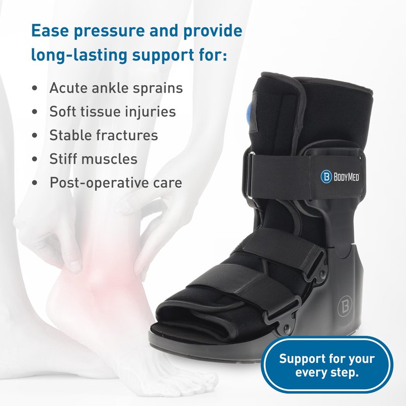 BodyMed Air CAM Walking Fracture Boot, Medium, 12.3" Tall - Adjustable and Shock-Absorbing Support for Foot and Ankle Recovery - Fits Left & Right Foot
