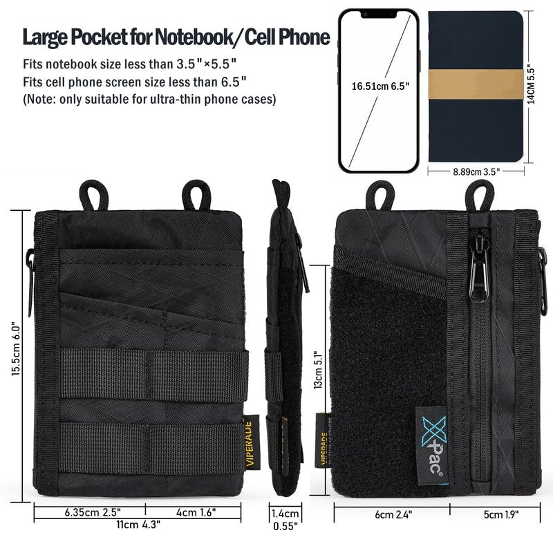 VIPERADE VE18 EDC Pouch, Pocket Organize for Men, EDC Pocket Organizer, 3 Slots with 2 Zipper Pockets, Multitool Pouch