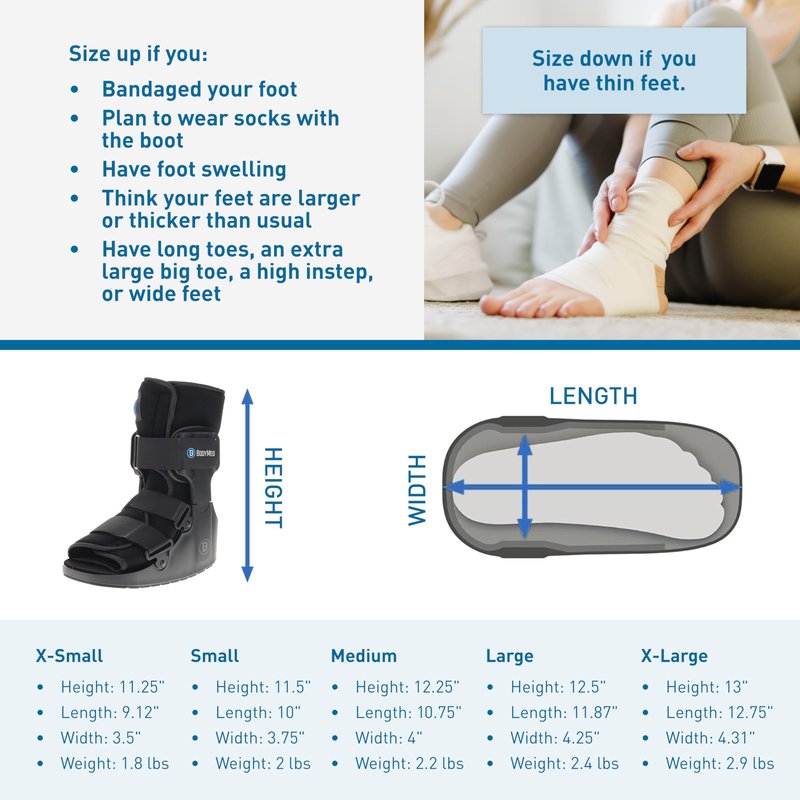 BodyMed Air CAM Walking Fracture Boot, Medium, 12.3" Tall - Adjustable and Shock-Absorbing Support for Foot and Ankle Recovery - Fits Left & Right Foot