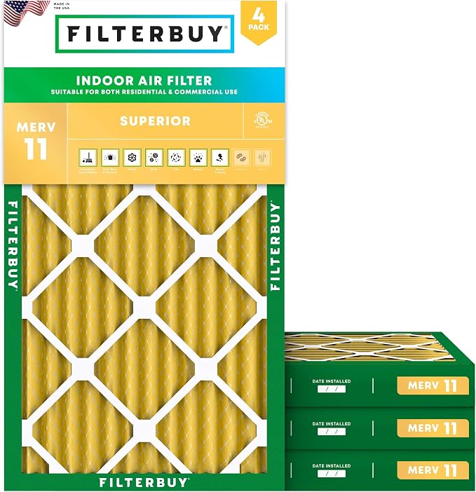 Filterbuy 14x30x2 Air Filter MERV 11 Superior Pet & Allergy Defense,