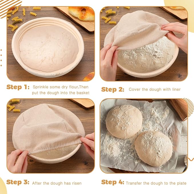 Ziliny 6 Pcs Banneton Bread Proofing Baskets for Sourdough,9 Inch,Round