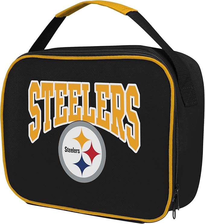 FOCO NFL Unisex-Adult Officially Licensed Wordmark Team Color Big Logo Football Zip Closure 7L Lunch Bag - Pittsburgh Steelers