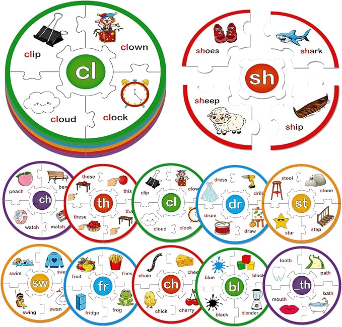 Phonics Word Puzzles for Kids, Phonetic Rhyming Game for Kindergarten, Reading Spelling Game, Toddler Speech Therapy Toys, Sight Words Games, Short Vowel Sound Blends for Preschool Learning
