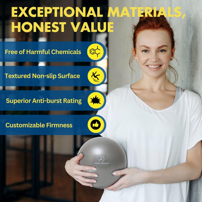 ProBody Pilates Small Exercise Ball - 9 Inch Workout Ball for Stability, Barre, Yoga, Core & Physical Therapy, Home Gym & Office Use (Purple)
