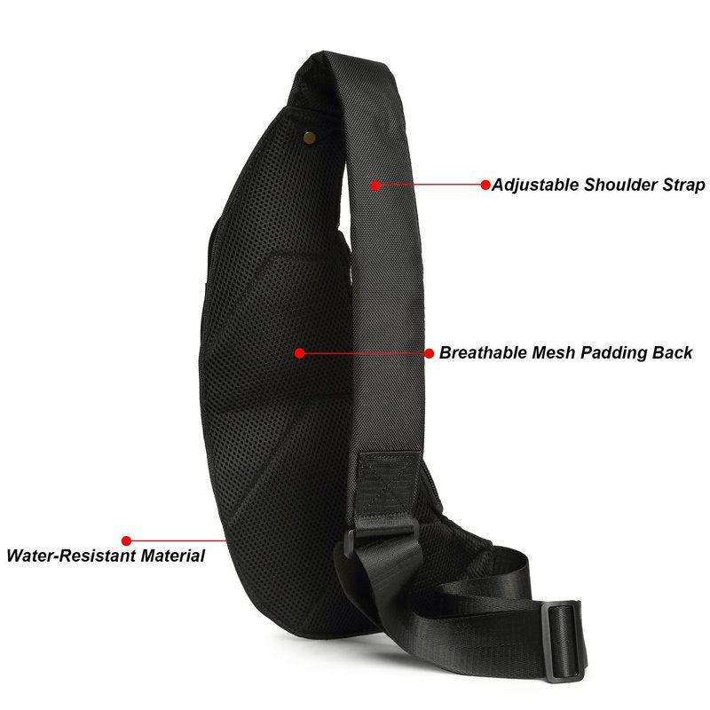 NICGID Sling Bag Chest Shoulder Backpack Crossbody Bags Casual Daypack for Men Women (Black-2854)