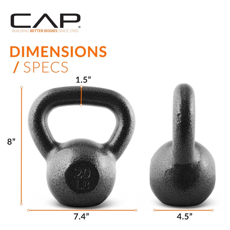 CAP Barbell Black Cast Iron Kettlebell | 20 Pounds