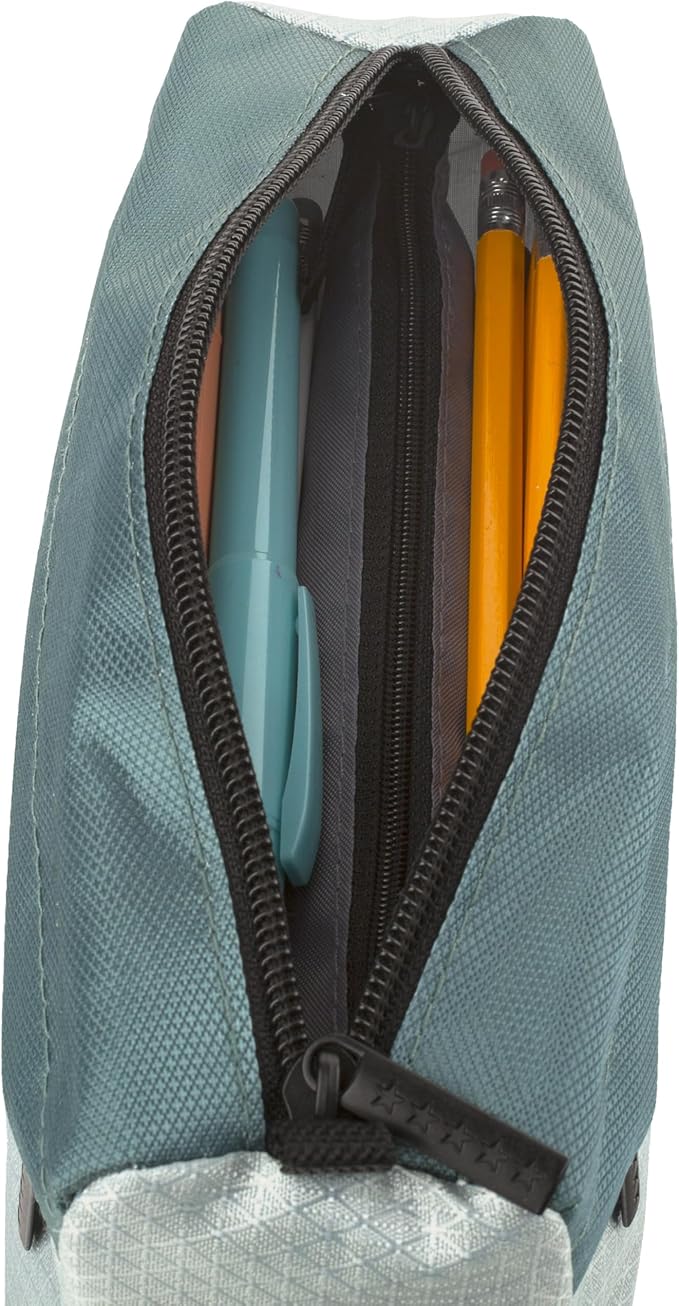 Five Star Pencil Pouch, Pen Case, 9-Pocket Zipper Pouch, Storage Organizer for School Supplies Earbuds Chargers Cables Makeup, Green/Juniper (500214F-ECM)