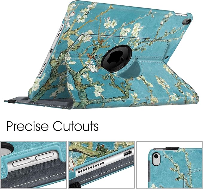 Fintie Rotating Case for iPad Air (3rd Gen) 10.5" 2019 / iPad Pro 10.5" 2017 with Built-in Pencil Holder - 360 Degree Rotating Stand Protective Cover, Auto Sleep/Wake (Blossom)
