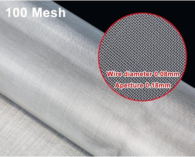 Stainless Steel Fine Wire Mesh Sheet 100 Mesh, 304 Woven Metal Cloth Screen