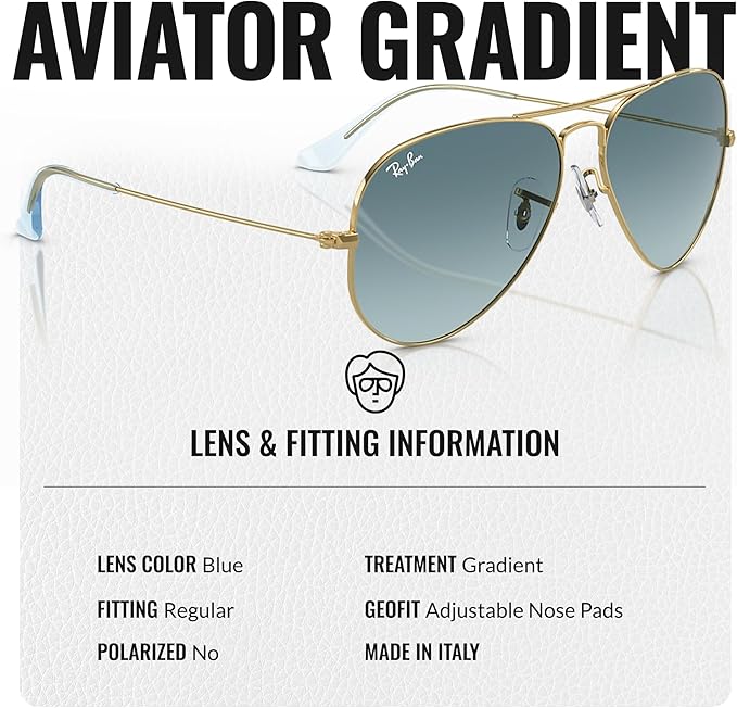Ray-Ban RB3025 AVIATOR GRADIENT Pilot Shaped Sunglasses for Men & Women with Official RAYBAN Eyewear Kit