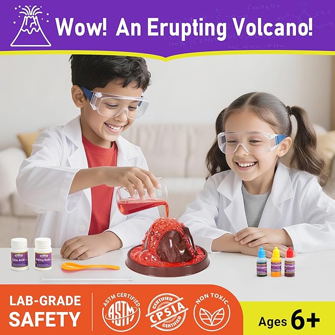 Benben Science Kits for Kids Age 5-7, 60 Experiments Educational Toy, STEM Toys for 6 7 8 Year Old Boys Girls Birthday Gift, Volcano Science Kit, Chemistry Set for Homeschooling
