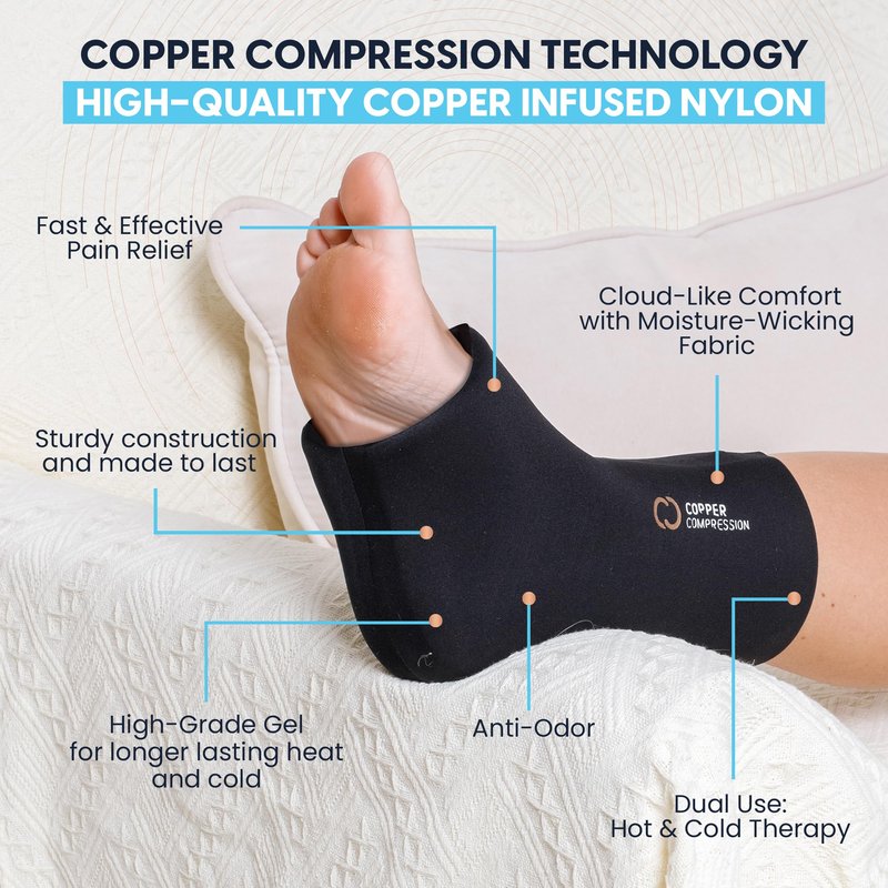 Copper Compression CopperFreeze Cryo Compression Sleeve for Knee, Tennis Elbow, Ankle Joints, Leg & Arm Muscles - Reusable Gel Ice Pack & Heat Wrap - Cold & Hot Pain Relief, Sprain, Injury - L/XL