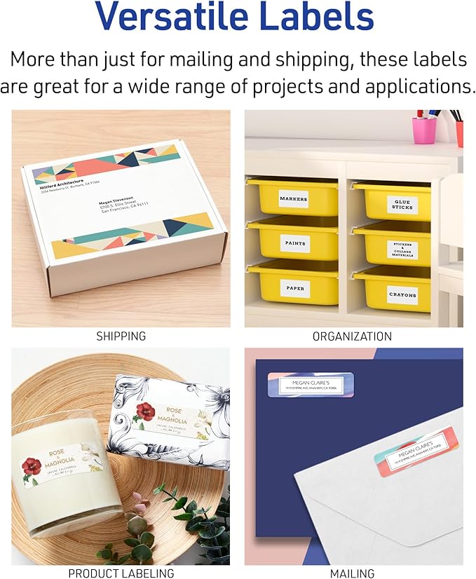 Avery Easy Peel Printable Address Labels with Sure Feed, 1" x 2-5/8" Customizable Stickers, White, 3,000 Blank Mailing Labels per Pack, Great for Mailing, Shipping, and More (5-Pack of 8460)