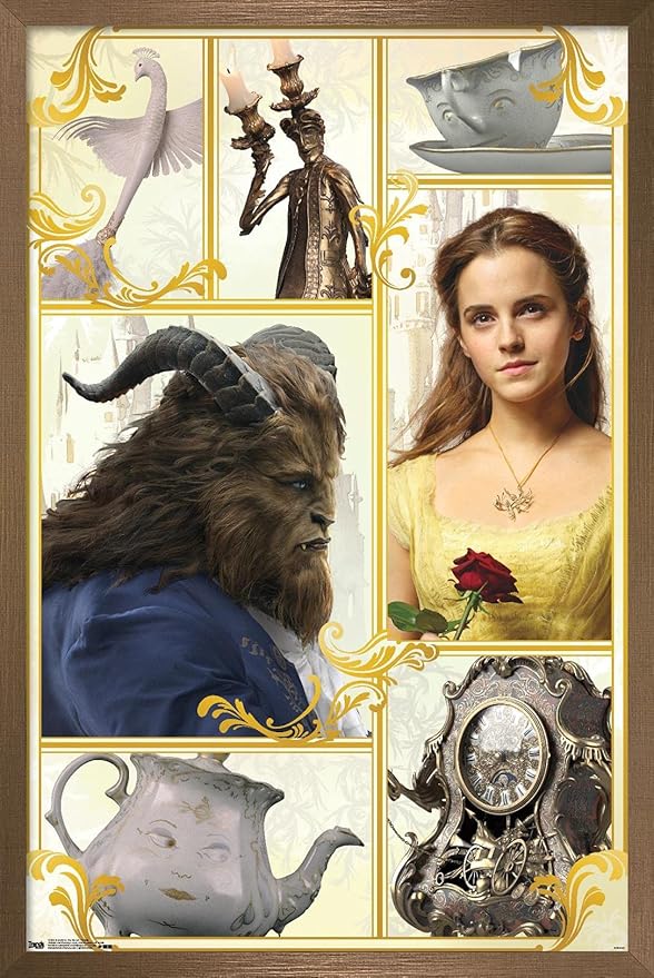 Trends International Disney Beauty And The Beast - Group Wall Poster, 14.725" x 22.375", Bronze Framed Version