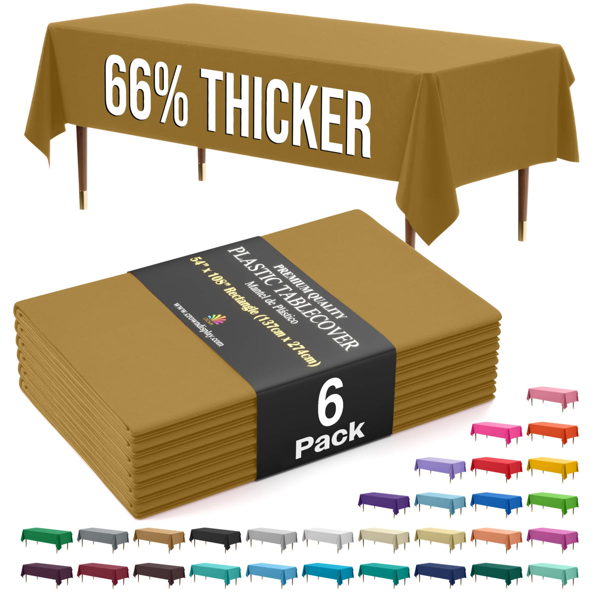 Exquisite Party Solids 66% Thicker Premium Plastic Table Cloth Rectangle Table Cover 0.5 Mil 12 Pack Red Table Cloth 54 Inch x 108 Inch Disposable Tablecloth Won't Tear Easily Like Cheap Thin Brands