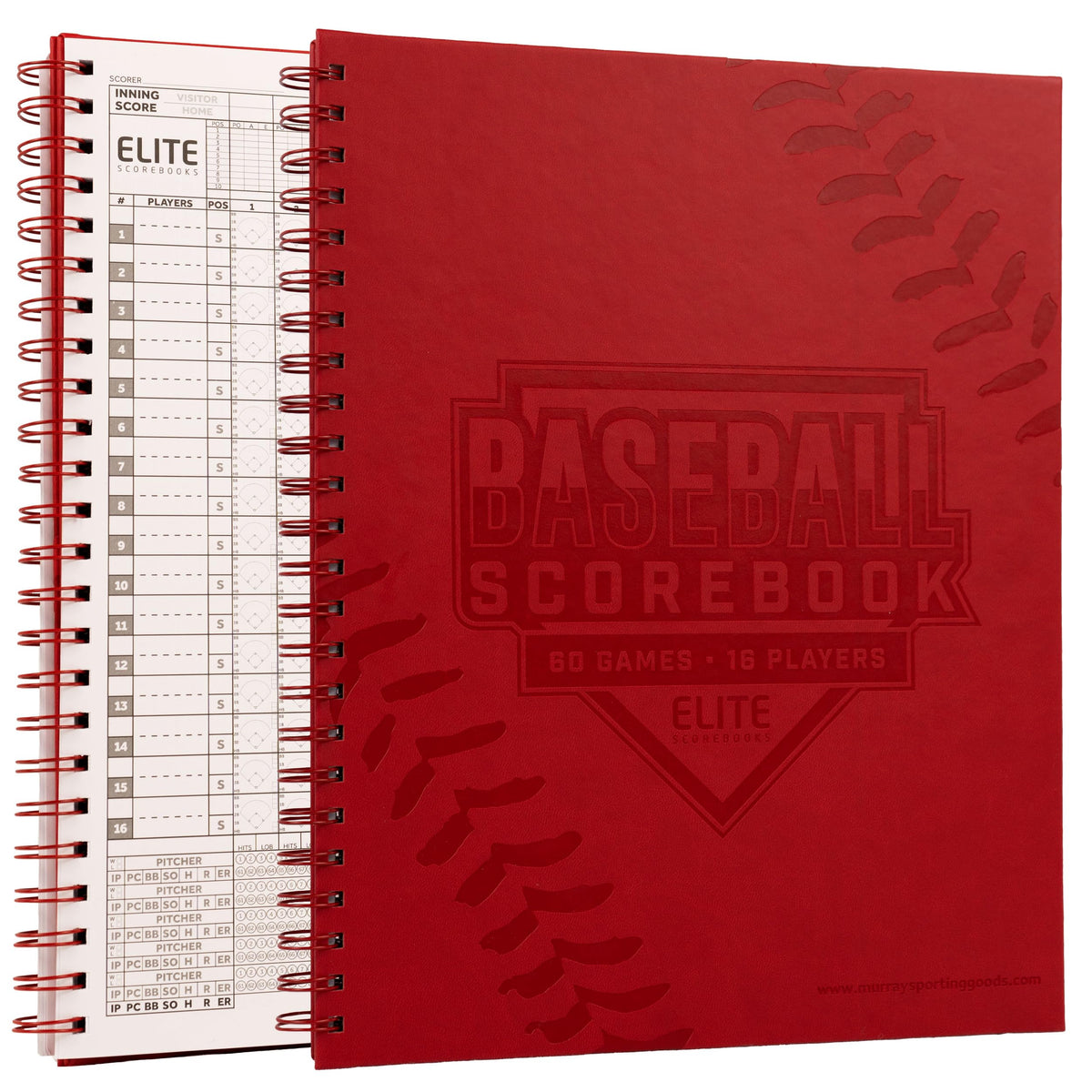 Murray Sporting Goods Elite Clipboards Premium Baseball/Softball Scorebook - 60 Games | Stats Score Keeper Book for Adult & Youth Baseball/Softball