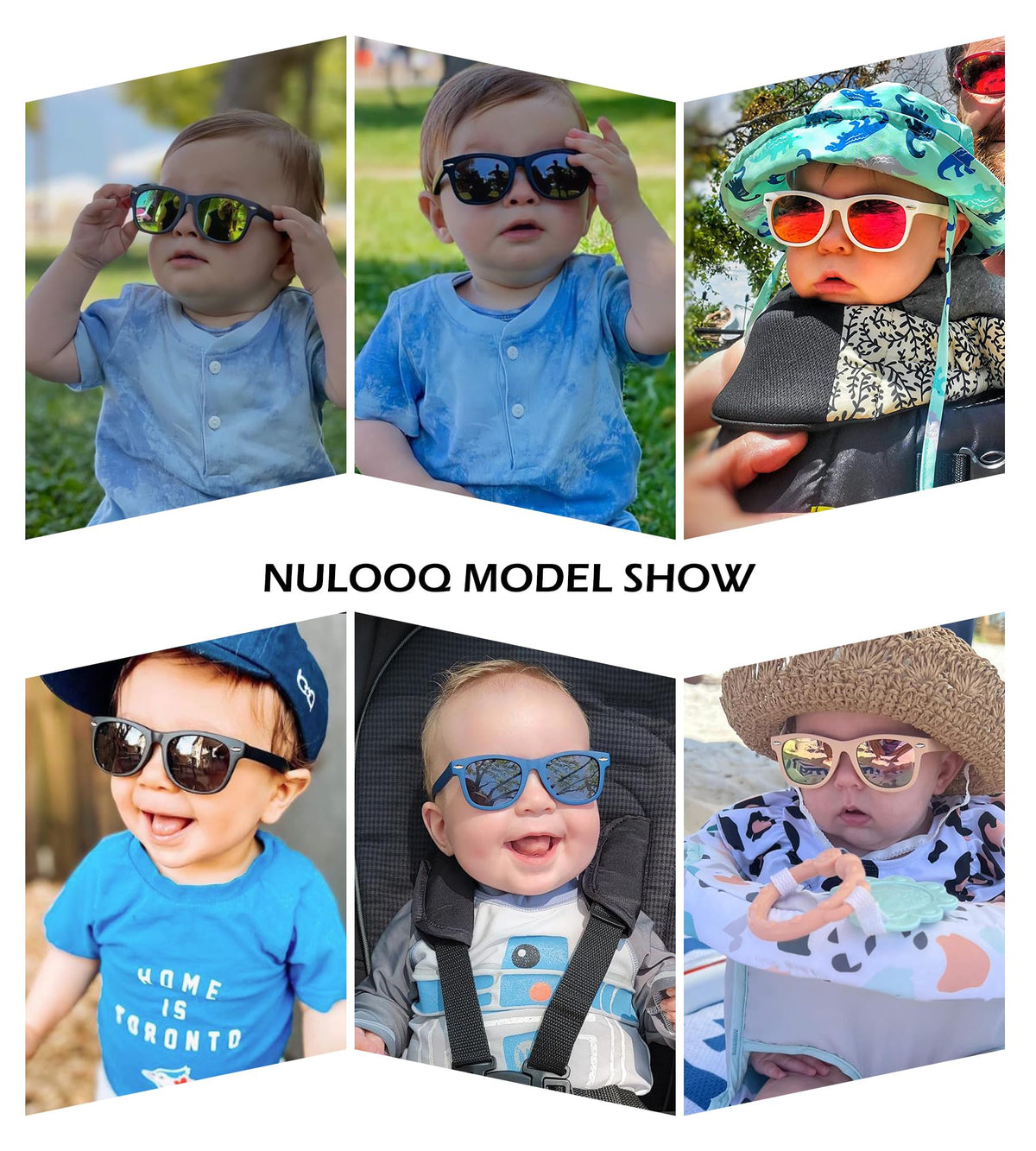 NULOOQ Polarized Baby Sunglasses with Strap - Unbreakable Flexible Infant Sunglasses for Toddlers Age 0-24 Months (Matte Black/Gray + Matte Blue/Gray) - 2 Pack