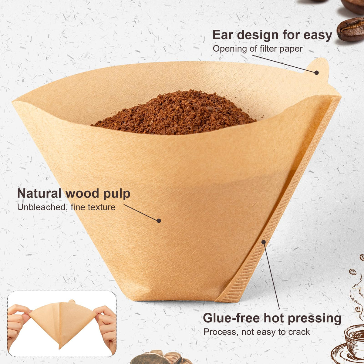 Coffee Filters #4, Unbleached Natural Coffee Filters 8-12 Cup, Disposable Coffee Filters, 4 Cone Paper Compatible with Ninja Coffee Maker, Pour Over and Drip Coffee Maker, 200 Count