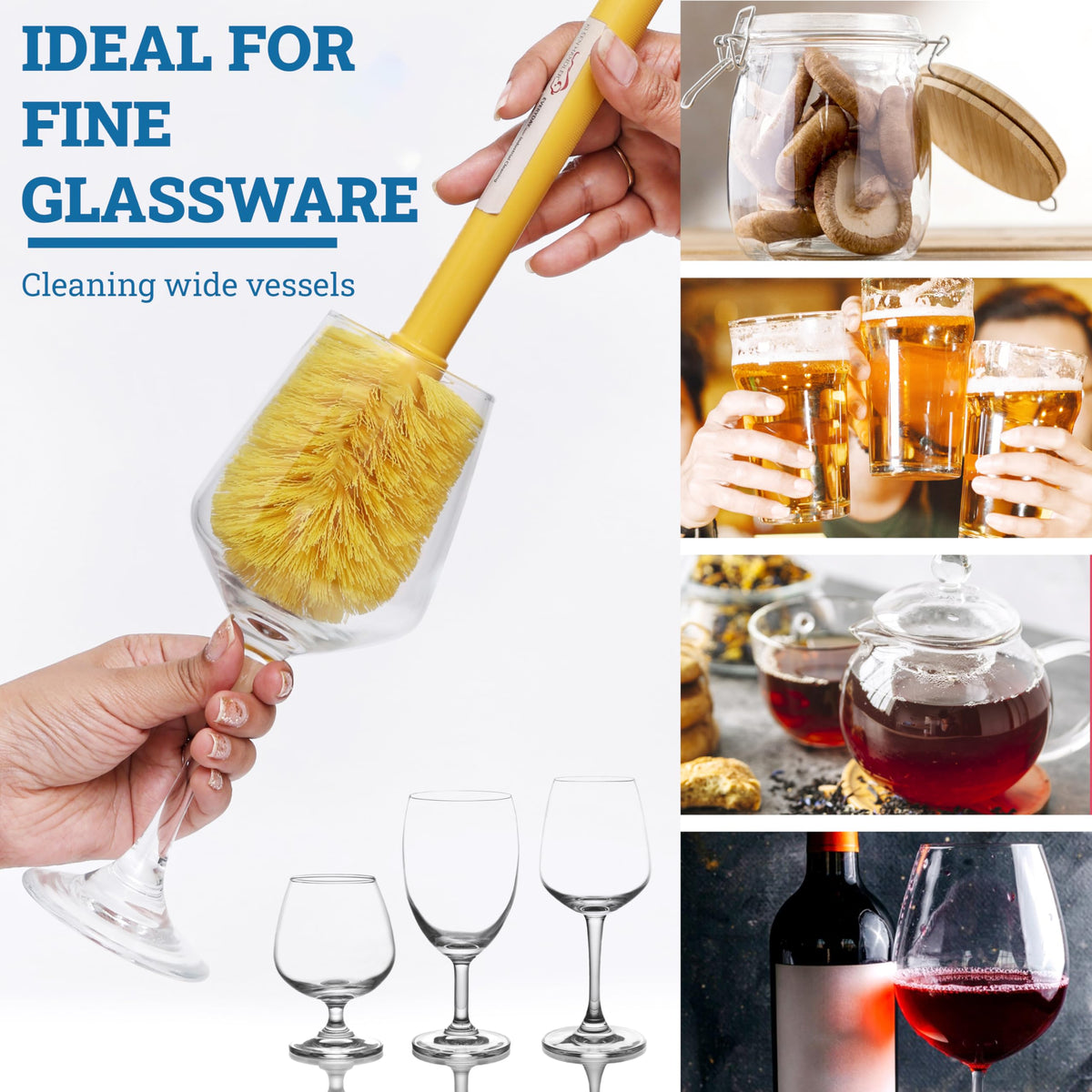 KLEEN HANDLER Goblet Cleaning Brush with Non Scratch Bristles, 1 Pack