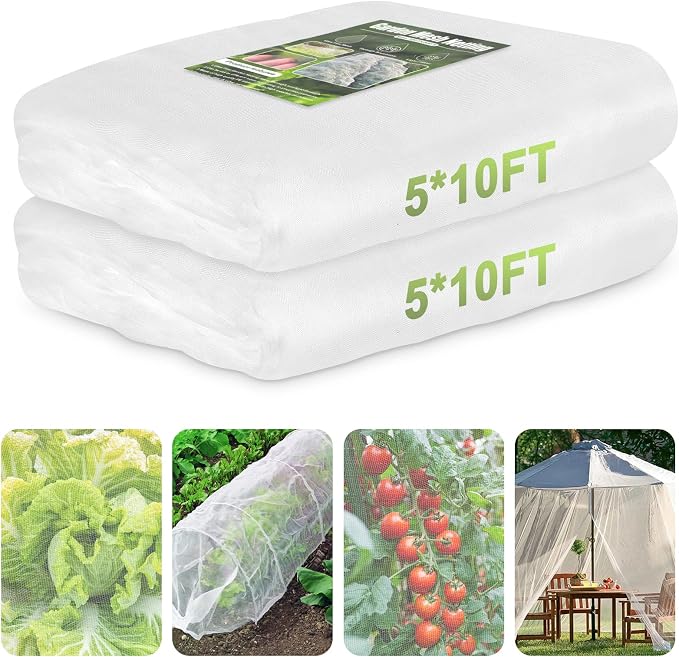 Garden Netting, 2 Pack 5x10Ft Ultra Fine Mesh Netting Pest Barrier Protection