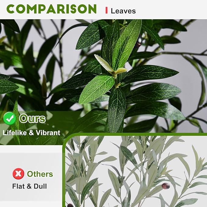 Tall Artificial Tree Large Faux Olive Tree with Pot Indoor Outdoor Realistic Floor Big Fake plantas for Home Living Room Master Bedroom Office Porch Outside Patio arboles artificiales para decoracion